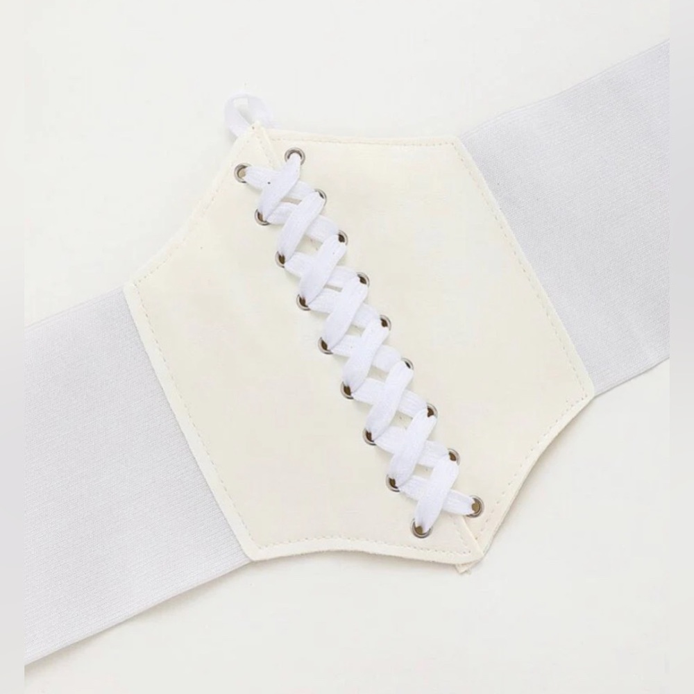 Stretchy Wide Fashion Belt-White